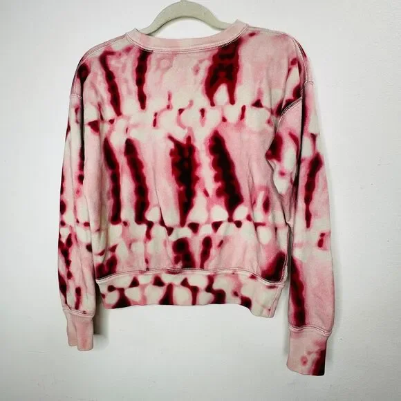 Isabel Etoile Marant Red Pink Tie Dye Velour Graphic Logo Long Sleeve Sweatshirt - Picture 6 of 13